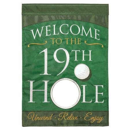 RECINTO 29 x 42 in. Double Applique Welcome 19th Hole Polyester Garden Flag - Large RE3468690